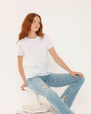 "Lisa" - The Short Sleeve Crew in White L — Spirit Celeste USA made luxury basic