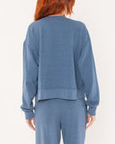 "Sara" - The Brushed Fleece Crew in Blue Indigo XL — Spirit Celeste USA made luxury basic