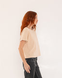 "Karina" - The Boxy Crop Tee in Bleached Sand M — Spirit Celeste USA made luxury basic