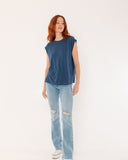 "Tina" - The Relaxed Muscle Tee in Blue Indigo M — Spirit Celeste USA made luxury basic