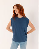 "Tina" - The Relaxed Muscle Tee in Blue Indigo S — Spirit Celeste USA made luxury basic