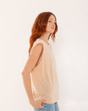 "Tina" - The Relaxed Muscle Tee in Bleached Sand L — Spirit Celeste USA made luxury basic