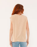 "Tina" - The Relaxed Muscle Tee in Bleached Sand XL — Spirit Celeste USA made luxury basic