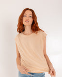 "Tina" - The Relaxed Muscle Tee in Bleached Sand S — Spirit Celeste USA made luxury basic
