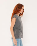 "Tina" - The Relaxed Muscle Tee in Vintage Black L — Spirit Celeste USA made luxury basic