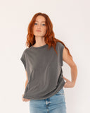 "Tina" - The Relaxed Muscle Tee in Vintage Black S — Spirit Celeste USA made luxury basic