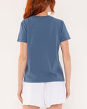 "Lisa" - The Short Sleeve Crew in Blue Indigo XL — Spirit Celeste USA made luxury basic
