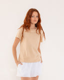 "Lisa" - The Short Sleeve Crew in Bleached Sand M — Spirit Celeste USA made luxury basic