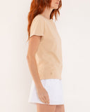 "Lisa" - The Short Sleeve Crew in Bleached Sand XL — Spirit Celeste USA made luxury basic