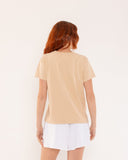 "Lisa" - The Short Sleeve Crew in Bleached Sand L — Spirit Celeste USA made luxury basic