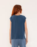 "Tina" - The Relaxed Muscle Tee in Blue Indigo XL — Spirit Celeste USA made luxury basic
