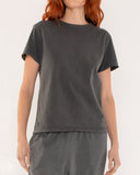 "Lisa" - The Short Sleeve Crew in Vintage Black M — Spirit Celeste USA made luxury basic
