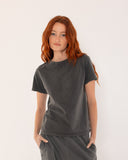 "Lisa" - The Short Sleeve Crew in Vintage Black S — Spirit Celeste USA made luxury basic
