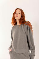 "Sara" - The Brushed Fleece Crew in Heather Grey — Spirit Celeste USA made luxury basic