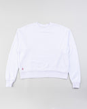 "Sara" - The Brushed Fleece Crew in White — Spirit Celeste USA made luxury basic