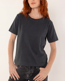 "Karina" - The Boxy Crop Tee in Vintage Black — Spirit Celeste USA made luxury basic