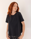 "Karina" - The Boxy Crop Tee in Black S — Spirit Celeste USA made luxury basic