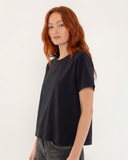 "Karina" - The Boxy Crop Tee in Black M — Spirit Celeste USA made luxury basic