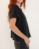 "Karina" - The Boxy Crop Tee in Black L — Spirit Celeste USA made luxury basic