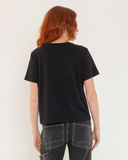 "Karina" - The Boxy Crop Tee in Black XL — Spirit Celeste USA made luxury basic