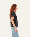 "Lisa" - The Short Sleeve Crew in Black L — Spirit Celeste USA made luxury basic