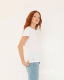 "Lisa" - The Short Sleeve Crew in White M — Spirit Celeste USA made luxury basic