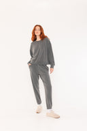 "Lizzy" Tapered Jogger - Vintage Black in — Spirit Celeste USA made luxury basic