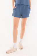 "Braddy" Relaxed Fleece Shorts - Blue Indigo in — Spirit Celeste USA made luxury basic