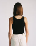 "Christina" Ribbed Fitted Tank - Black in — Spirit Celeste USA made luxury basic