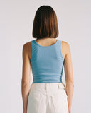 "Christina" Ribbed Fitted Tank - Dusk Blue in — Spirit Celeste USA made luxury basic