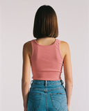 "Christina" Ribbed Fitted Tank - Dusty Rose in — Spirit Celeste USA made luxury basic