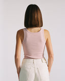 "Christina" Ribbed Fitted Tank - Burnished Lilac in — Spirit Celeste USA made luxury basic