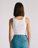 "Christina" Ribbed Fitted Tank - White in — Spirit Celeste USA made luxury basic