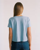 "Karina" Boxy Crop Tee - Dusk Blue in — Spirit Celeste USA made luxury basic