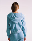 "Sadie" Zip-Up Cropped Hoodie - Dusk Blue in — Spirit Celeste USA made luxury basic