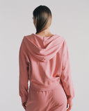 "Sadie" Zip-Up Cropped Hoodie - Dusty Rose in — Spirit Celeste USA made luxury basic