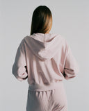 "Sadie" Zip-Up Cropped Hoodie - Burnished Lilac in — Spirit Celeste USA made luxury basic