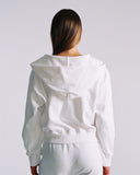"Sadie" Zip-Up Cropped Hoodie - White in — Spirit Celeste USA made luxury basic