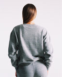 "Sara" Brushed Fleece Crew - Heather Grey in — Spirit Celeste USA made luxury basic