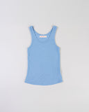 "Christina" Ribbed Fitted Tank - Dusk Blue in — Spirit Celeste USA made luxury basic