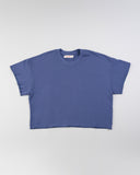 "Cydney" - The Cropped Fleece Crew in Blue Indigo — Spirit Celeste USA made luxury basic