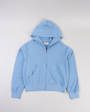 "Sadie" Zip-Up Cropped Hoodie - Dusk Blue in — Spirit Celeste USA made luxury basic