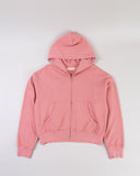 "Sadie" Zip-Up Cropped Hoodie - Dusty Rose in — Spirit Celeste USA made luxury basic