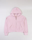 "Sadie" Zip-Up Cropped Hoodie - Burnished Lilac in — Spirit Celeste USA made luxury basic