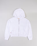"Sadie" Zip-Up Cropped Hoodie - White in — Spirit Celeste USA made luxury basic