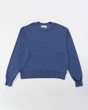 "Sara" - The Brushed Fleece Crew in Blue Indigo — Spirit Celeste USA made luxury basic