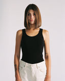 "Christina" Ribbed Fitted Tank - Black in — Spirit Celeste USA made luxury basic