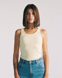 "Christina" Ribbed Fitted Tank - Butter Yellow in — Spirit Celeste USA made luxury basic
