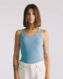 "Christina" Ribbed Fitted Tank - Dusk Blue in — Spirit Celeste USA made luxury basic
