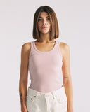 "Christina" Ribbed Fitted Tank - Burnished Lilac in — Spirit Celeste USA made luxury basic